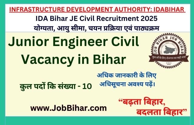 IDA Bihar JE Civil Recruitment 2025 Apply Online