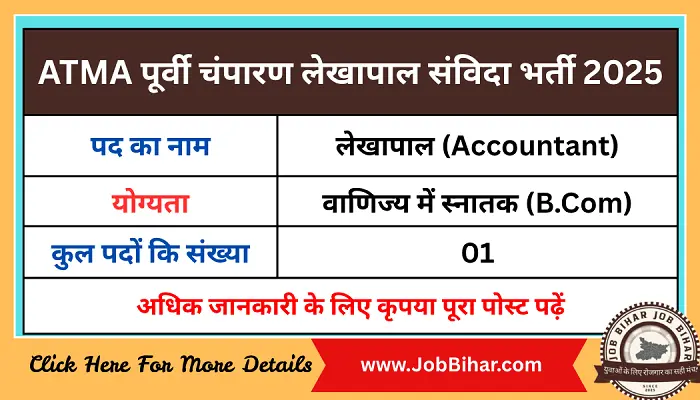 बिहार लेखापाल संविदा भर्ती 2025 पूर्वी चंपारण Notification Download