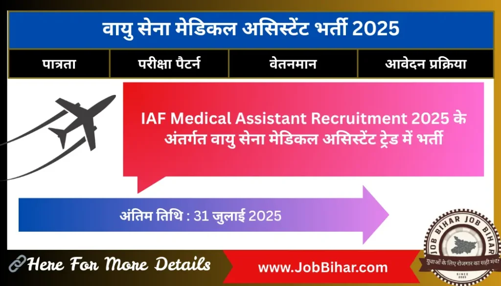 IAF Medical Assistant Vacancy 2025 IAF Medical Assistant Recruitment 2025 – वायु सेना मेडिकल असिस्टेंट भर्ती 2025 image