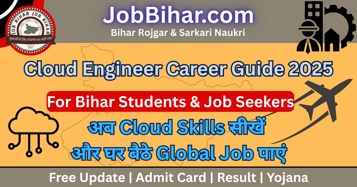 क्लाउड इंजीनियर करियर गाइड 2025 banner showing cloud icon and Bihar map for students